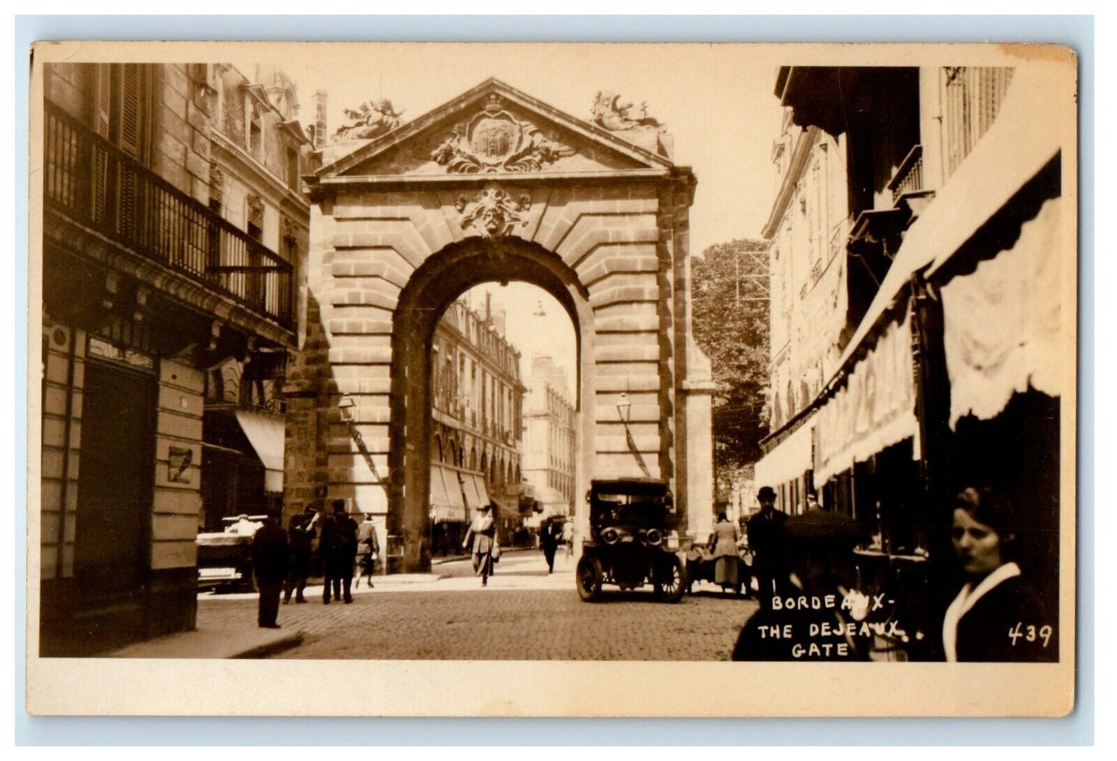 c1920\'s Bordeaux France, The Dejeaux Gate View RPPC Photo Unposted Postcard