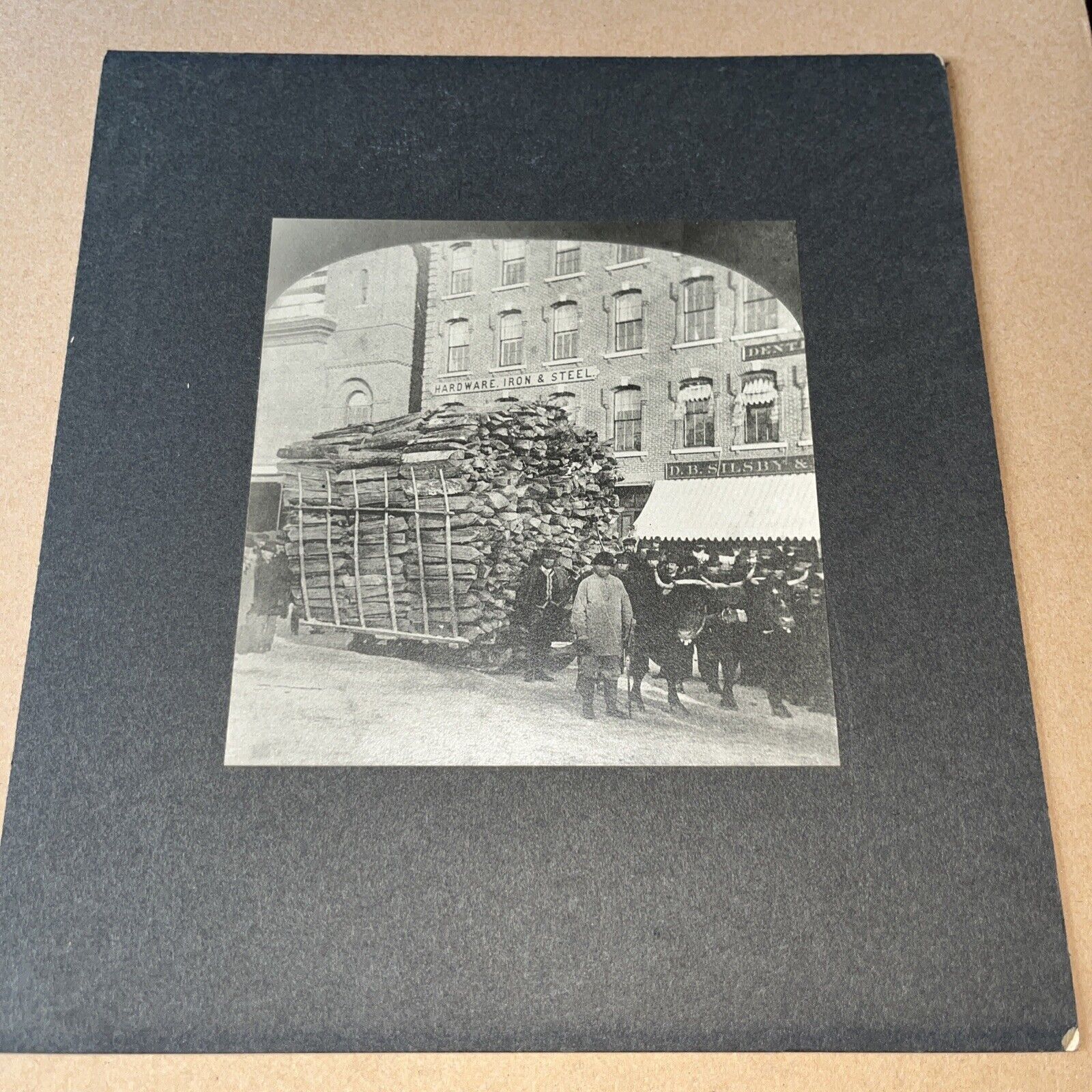Antique Matted Photograph DB Silsby Keene NH Wood Load Cheshire Railroad Company