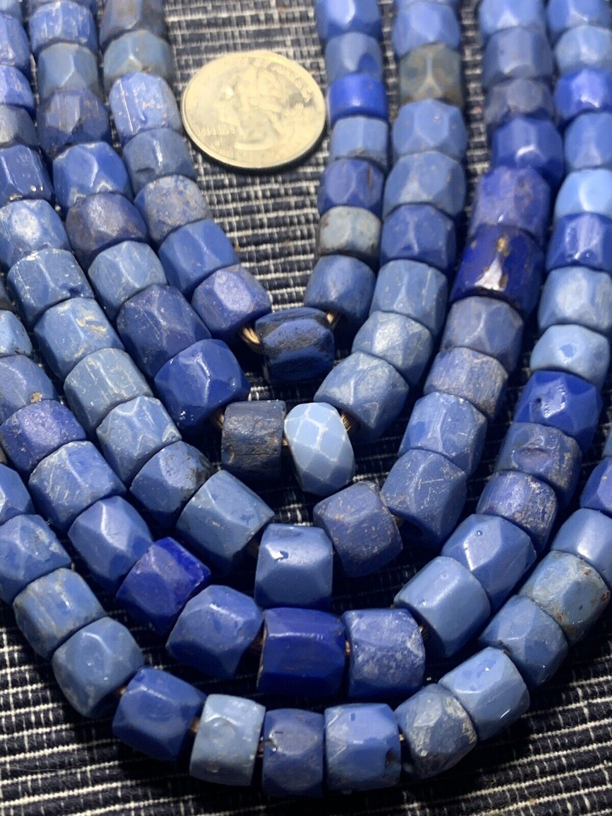 Russian Blues Faceted Trade Beads Africa Very Large Beads