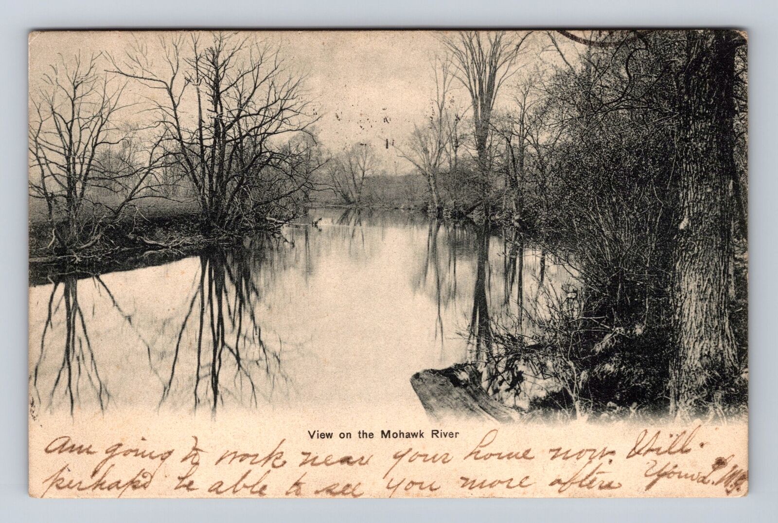 Mohawk River NY-New York, Scenic Views on Mohawk River, Vintage c1906 Postcard