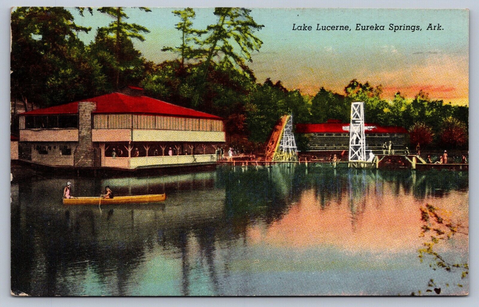 Postcard Eureka Springs AR Lake Lucerne 1946