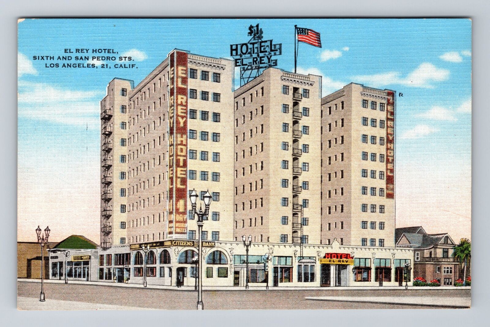 Los Angeles CA- California, EL Rey Hotel, Advertisement, Vintage Postcard