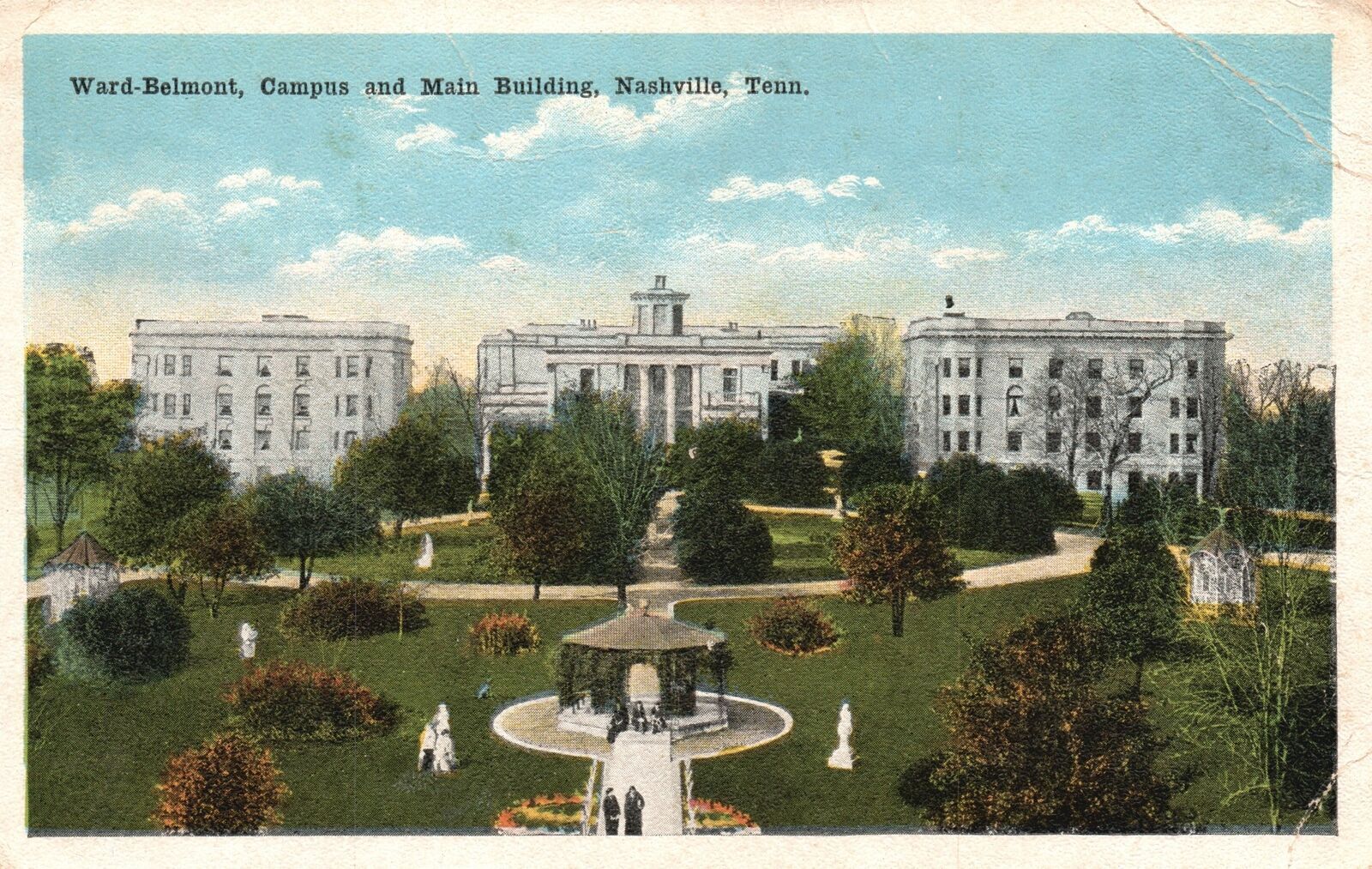 Vintage Postcard 1920's Ward-Belmont Campus & Main Building Nashville Tennessee