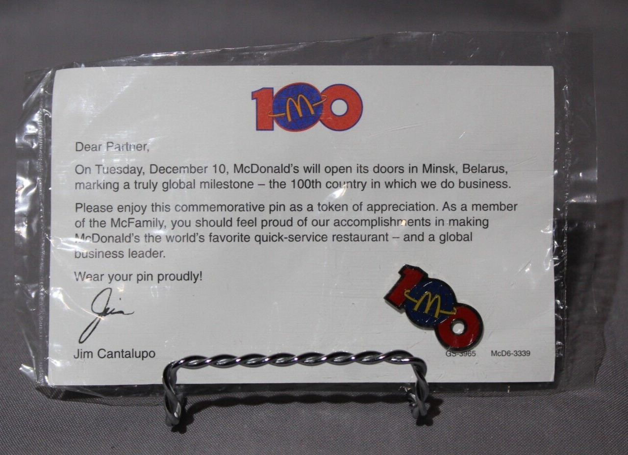 McDonalds 100th Country Minsk, Belarus Enamel Pin - Sealed - RARE