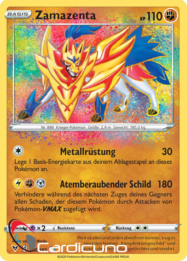 Zamazenta 102/185 Color Shock Amazing Rare German Pokemon Trading Card