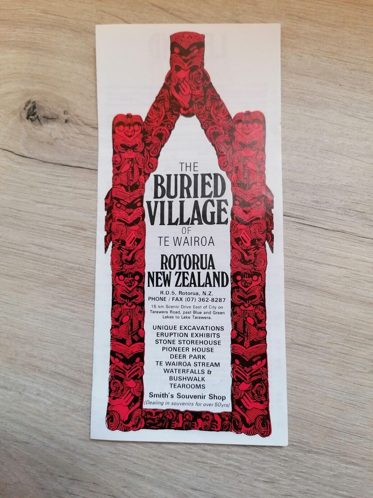 THE BURIED VILLAGE OF TE WAIROA ROTORUA NEW ZEALAND flyer leaflet 1990\'s