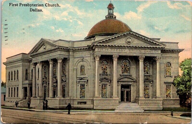 Vintage Postcard First Presbyterian Church  Dallas TX Texas 1913            N082