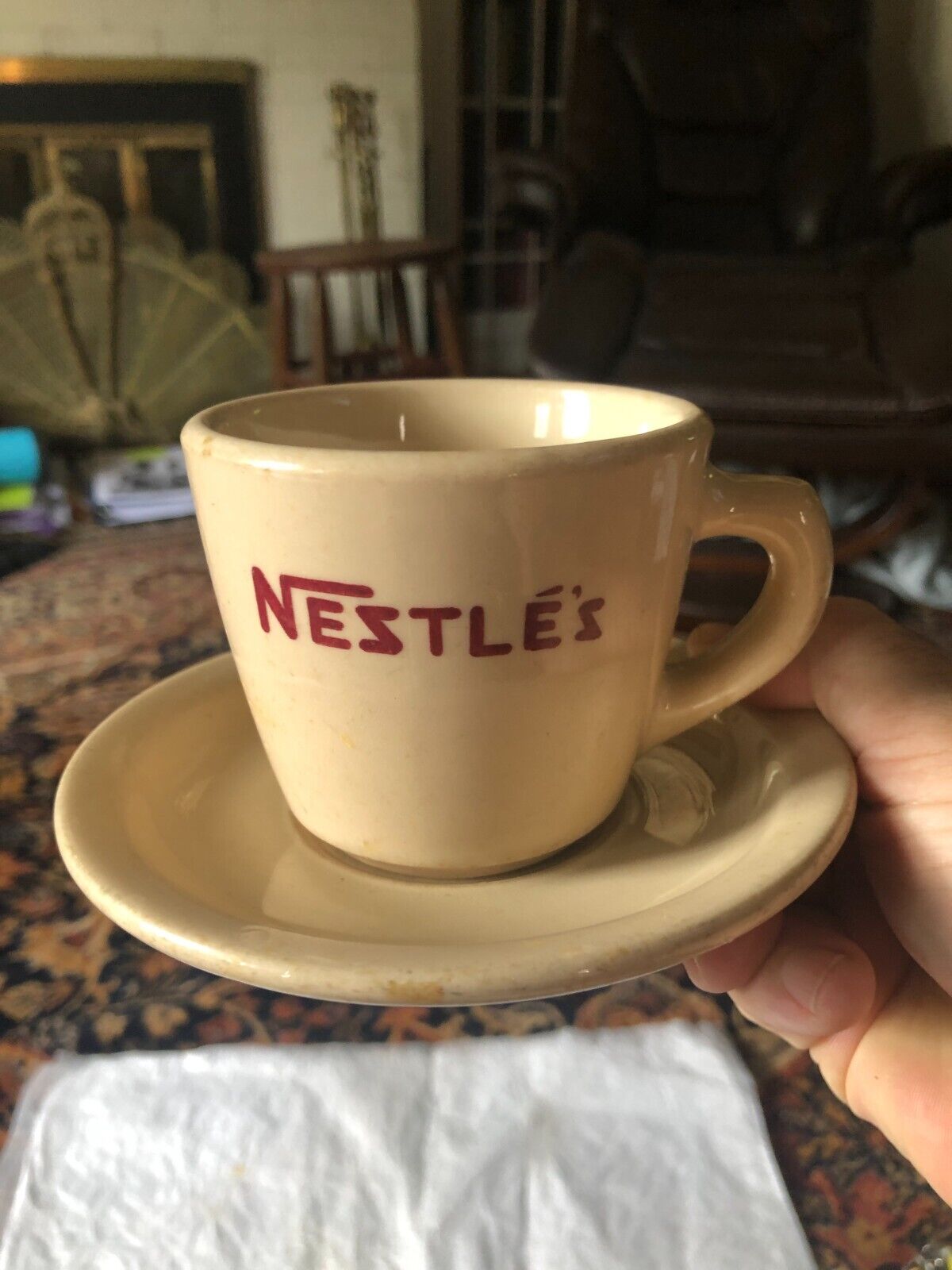 Vintage NESTLE\'S Chocolate Sterling China Cup & Saucer 50s