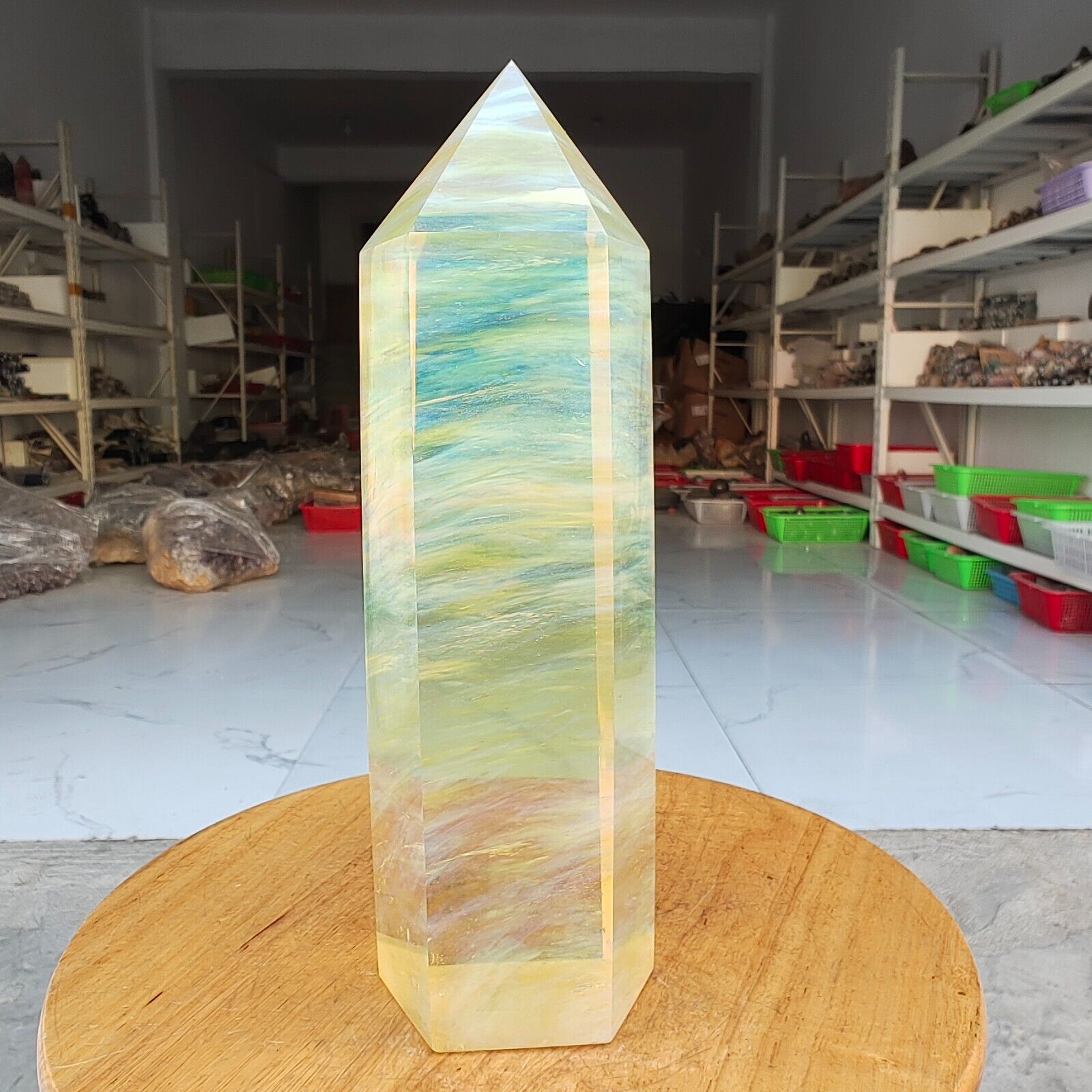 2260g Rare Yellow Smelt Quartz Obelisk Crystal Generator Pyramid Wand point