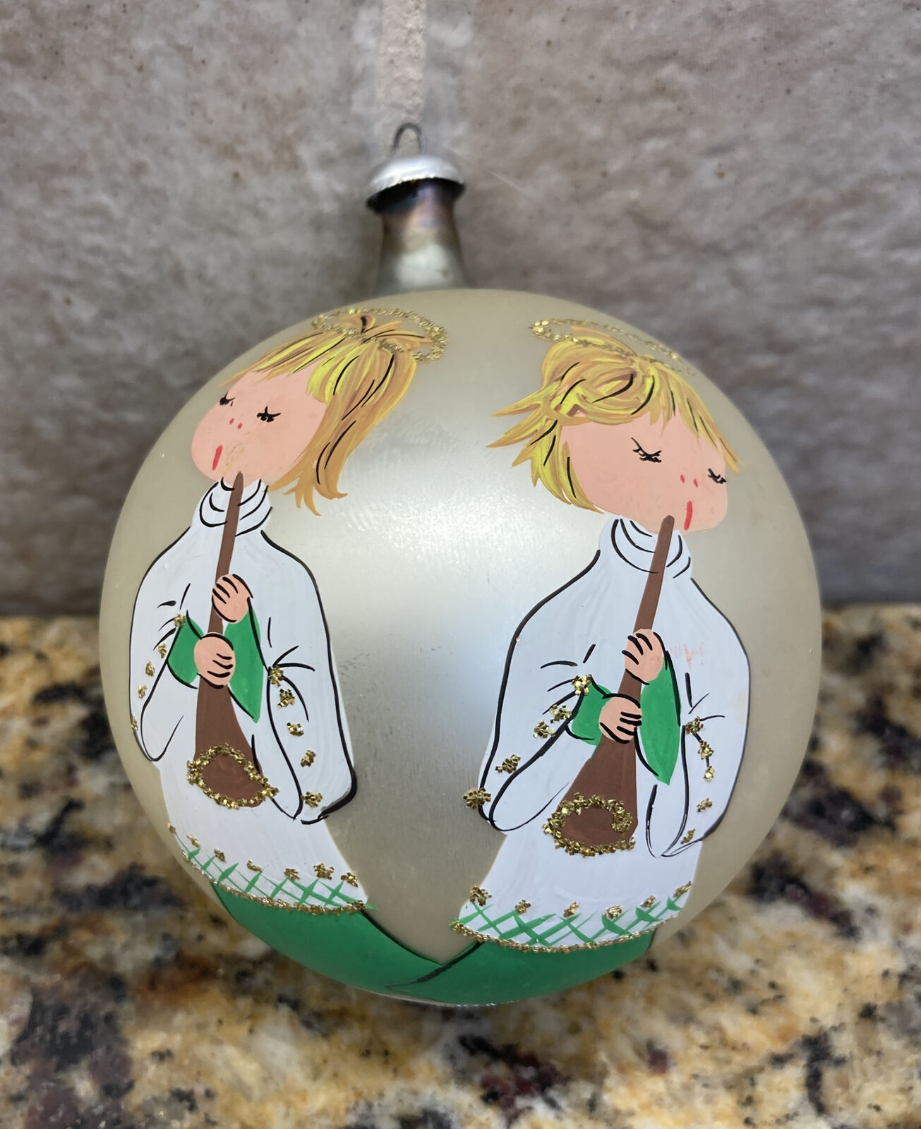 Vintage Mercury Hand painted Glass Kids Choir Christmas Ornament  Made in ITALY