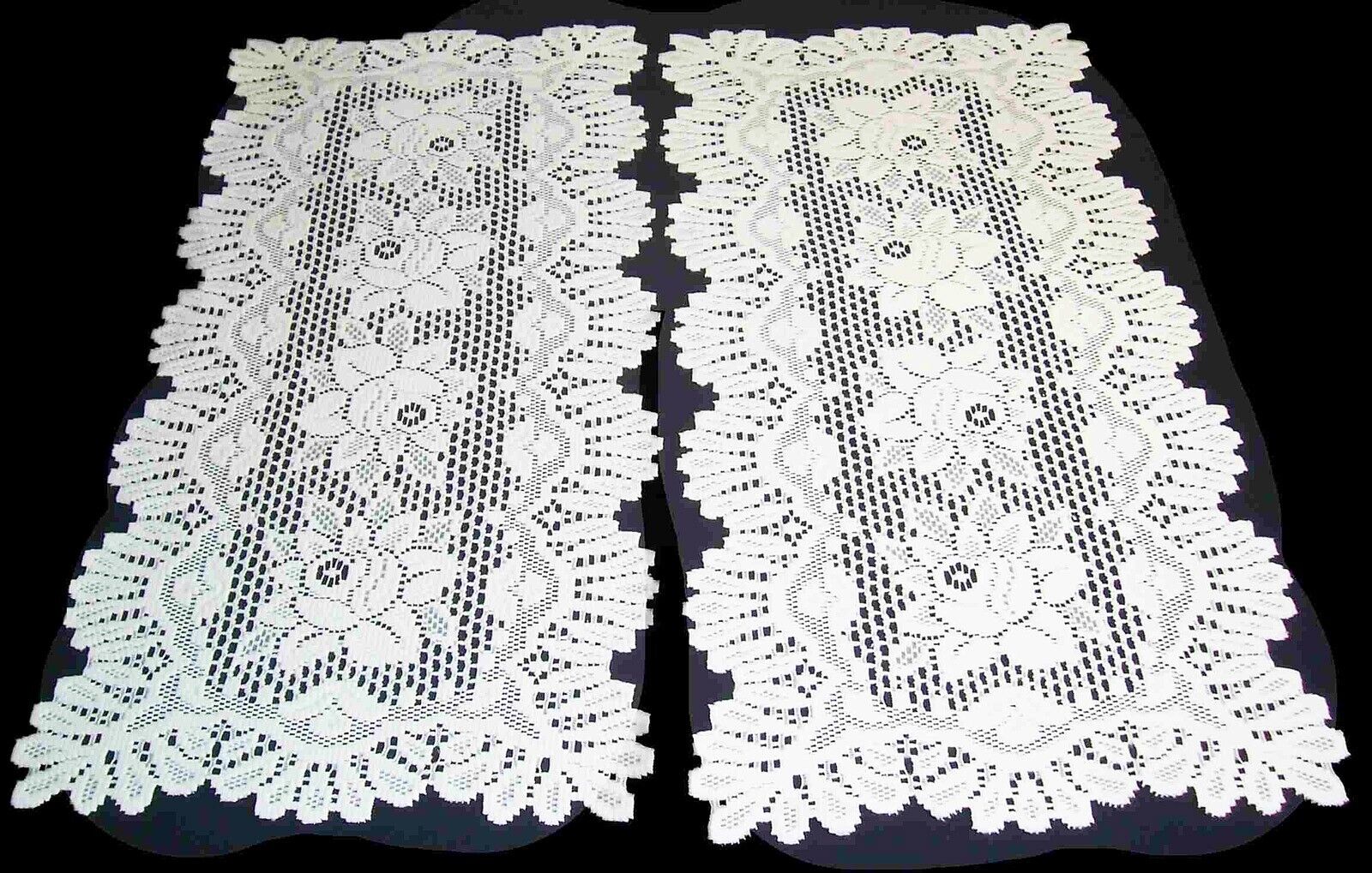 2 Ivory Lace Table Runners – Cotton-Blend – 30½” x 14¾”