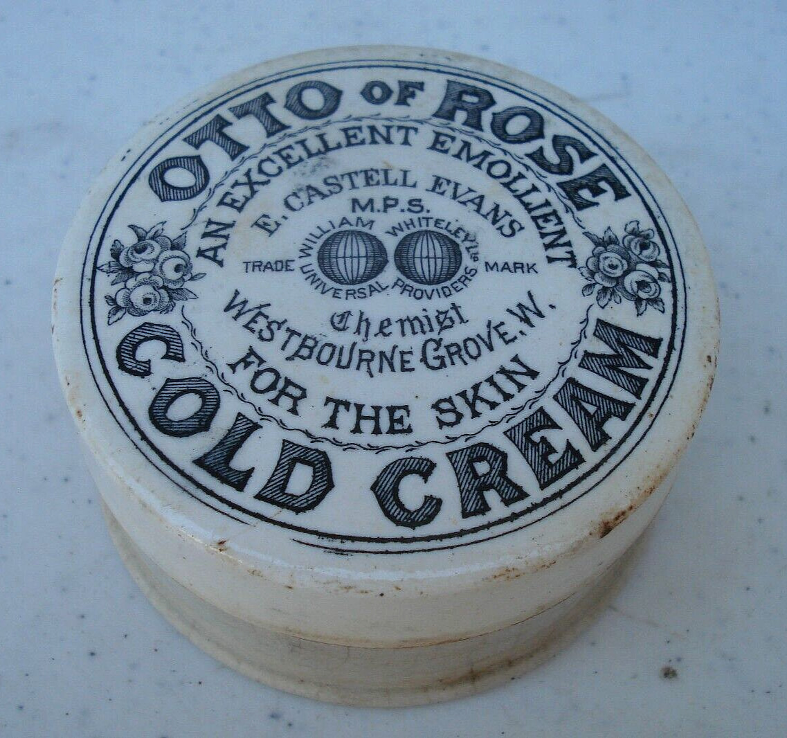 Antique (c1890) ORIGINAL E.C EVANS, West London CHEMIST'S Cold Cream jar pot lid