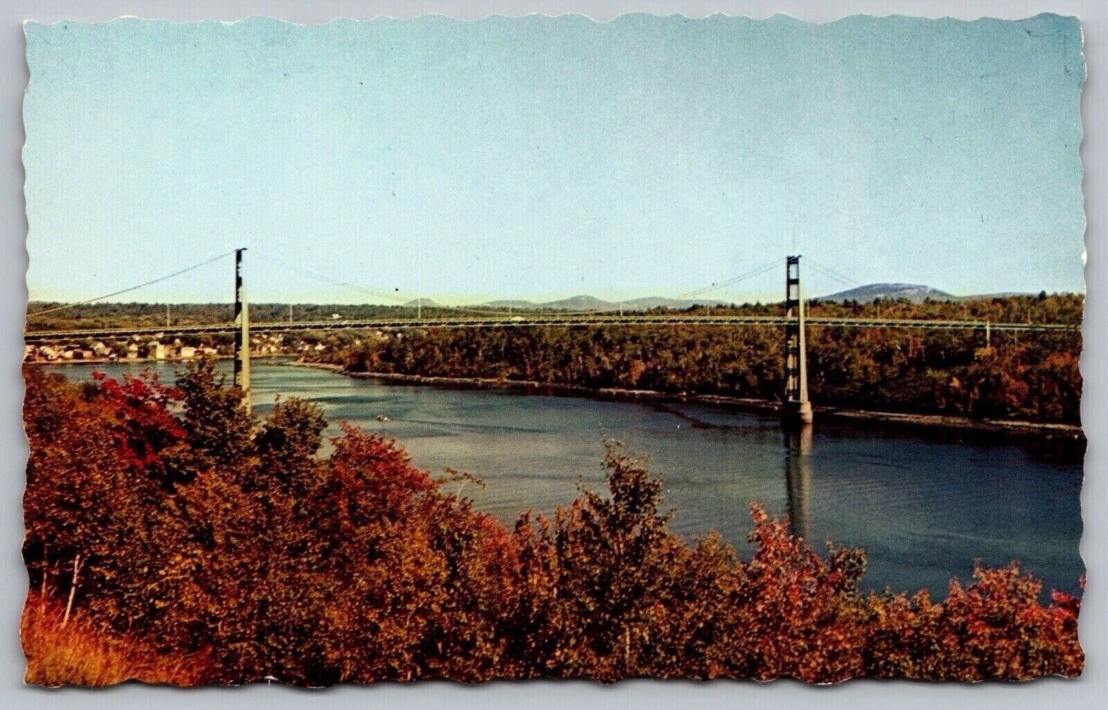 Maine Waldo Hancock Bridge Penobscot River Scenic Landmark Chrome Postcard