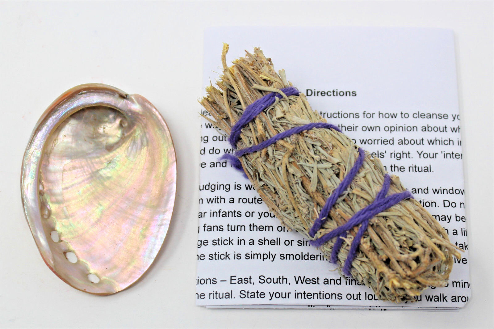 Small Abalone Shell and Desert Sage Smudge (House Cleansing Negativity Removal)