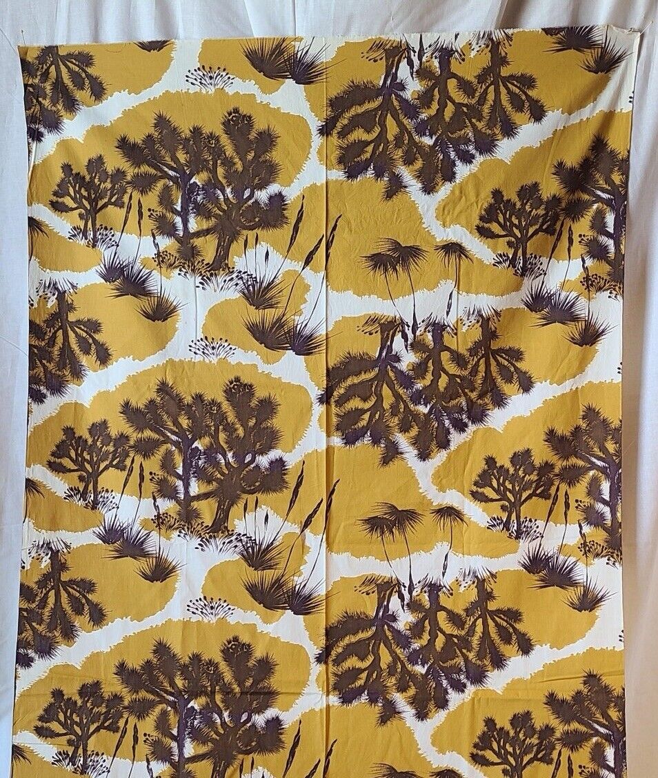 TRUE VINTAGE Abstract Southwest Cactus Ink Blot Mod Style Lt Wt Cotton Fabric
