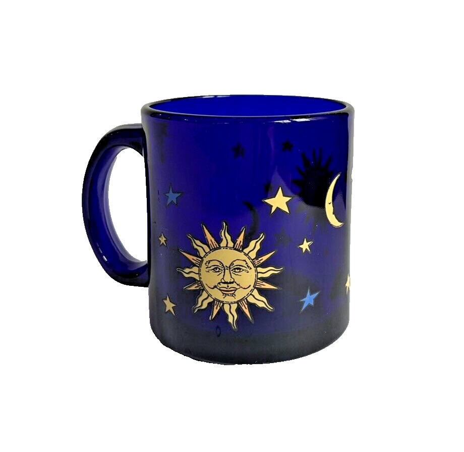 Libbey Cobalt Celestial Moon & Stars Coffee Mug - the one from Friends