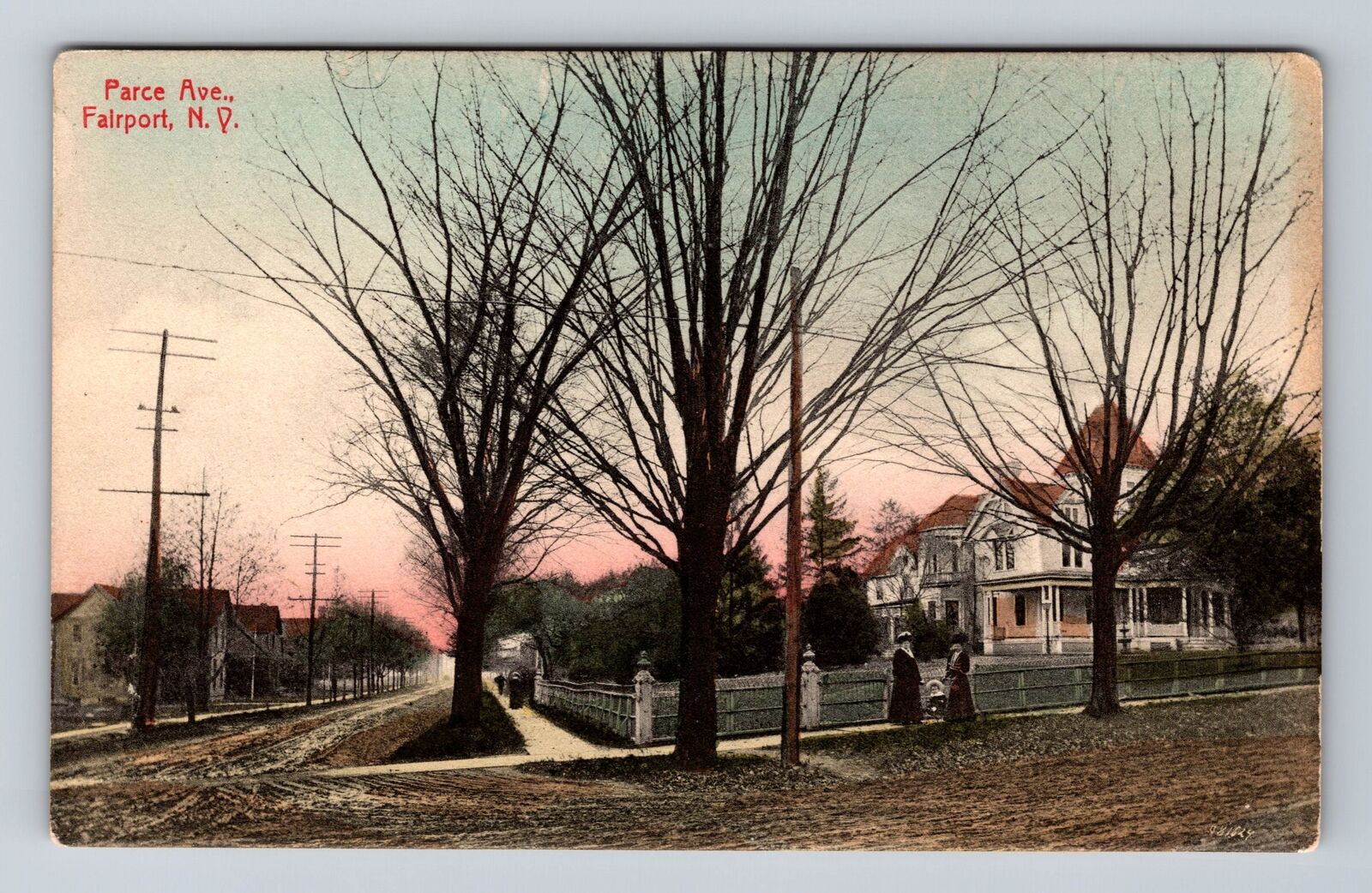 Fairport NY-New York, Residences On Parce Avenue, Antique Vintage Postcard