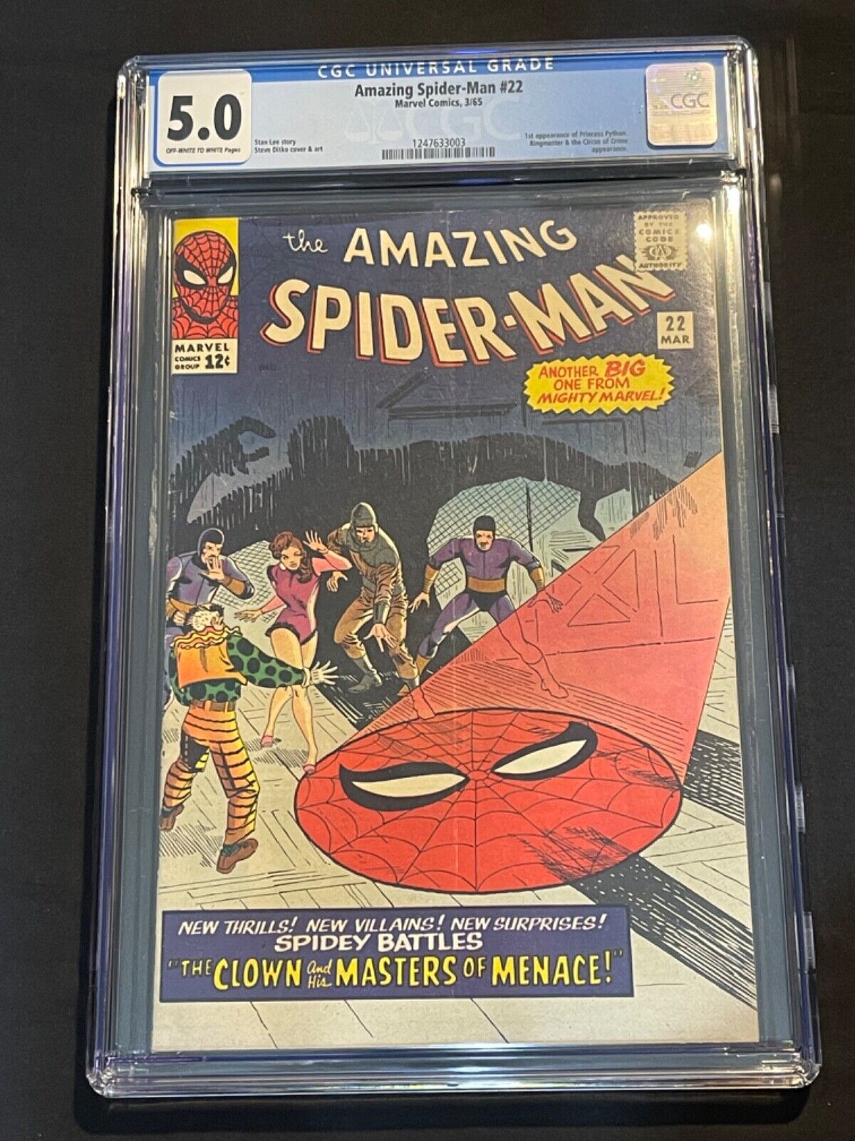 The Amazing Spider-Man #22 (1965) CGC Graded 5.0 VG/FN Beautiful Copy Rare HTF