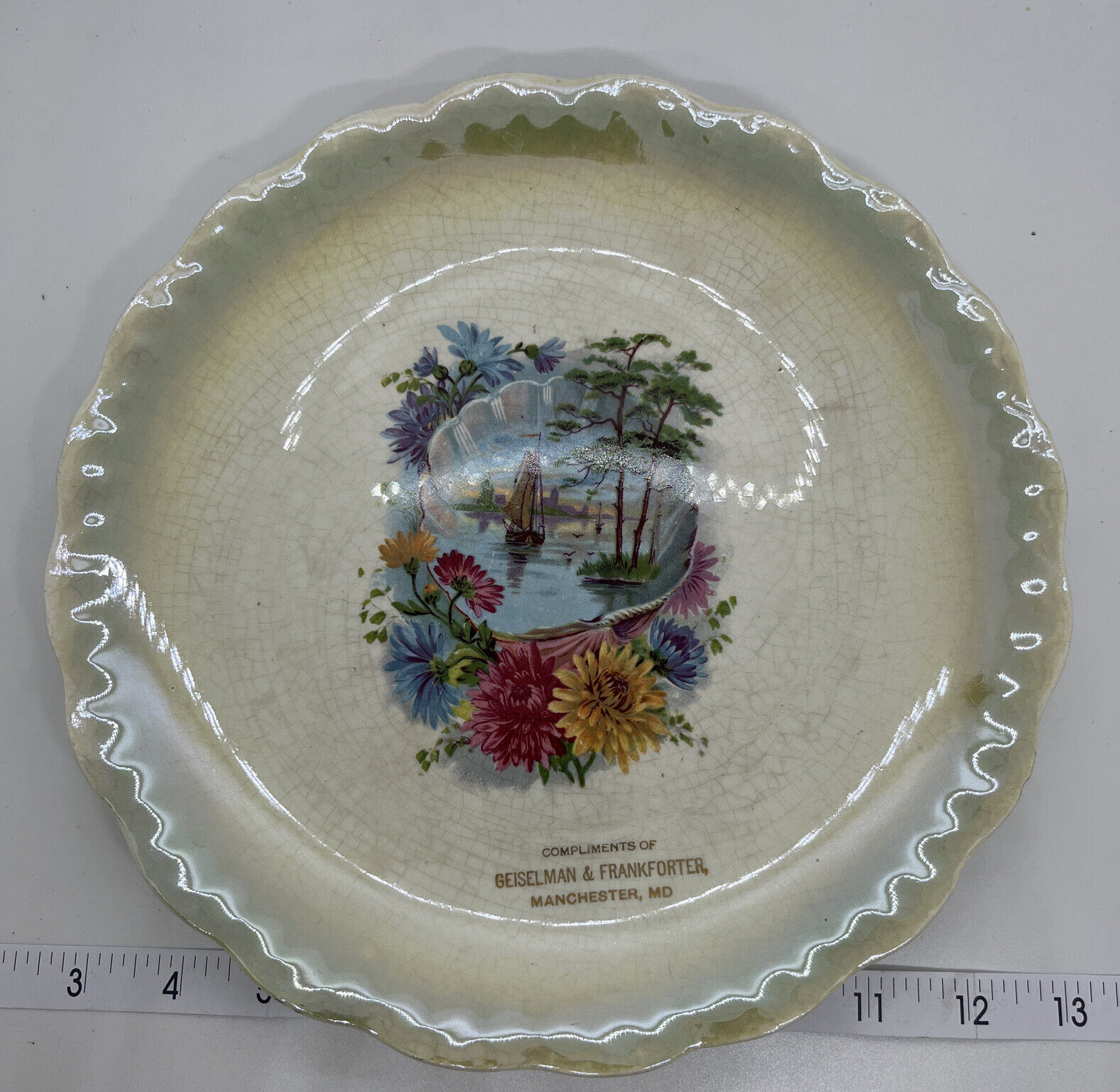 Antique MANCHESTER MD maryland souvenir Plate RARE Geiselman & Frankforter 