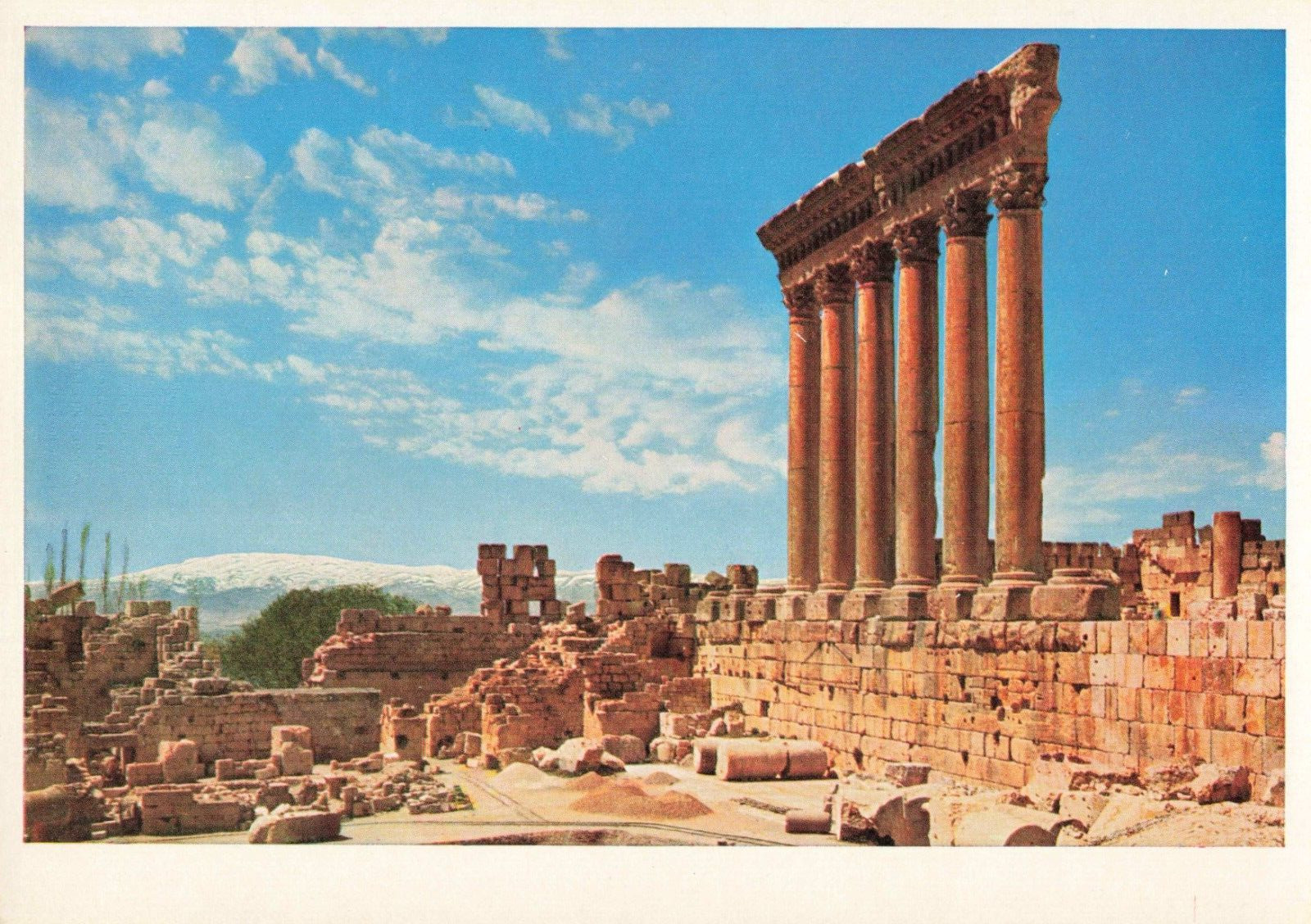 Baalbek Lebanon, Temple of Jupiter Ruins, The Six Columns, Vintage Postcard