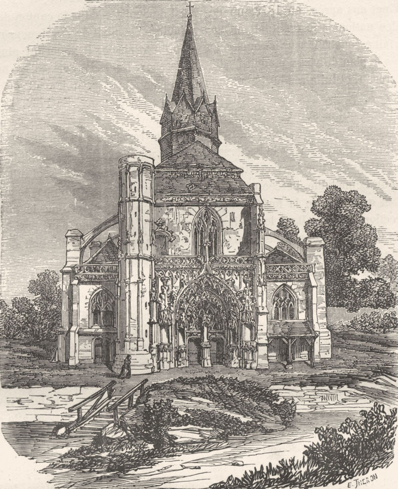 OISE. Eglise de Marissel 1882 old antique vintage print picture
