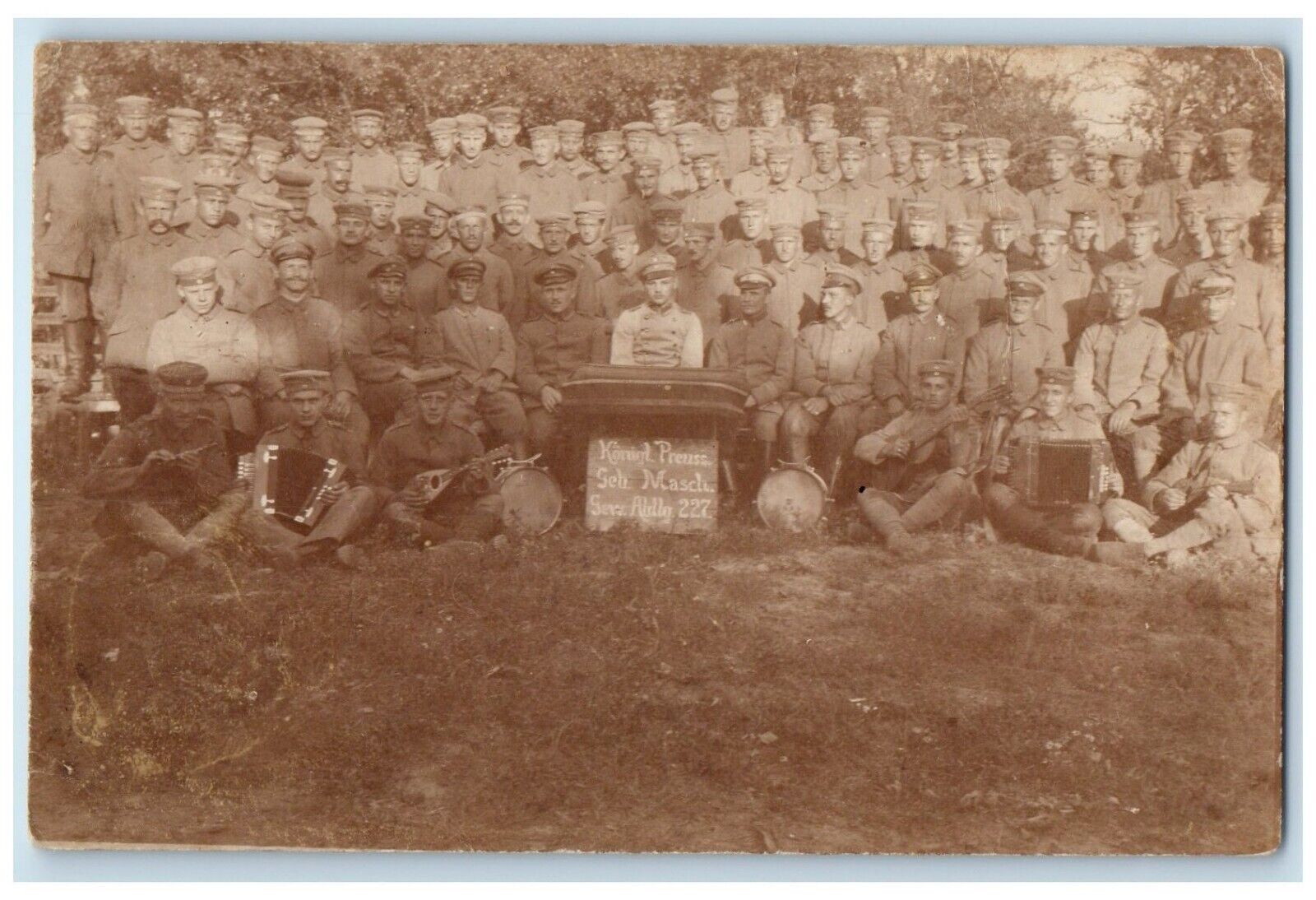 c1910's European US Army Soldiers With Music Instrument WWI RPPC Photo  Postcard