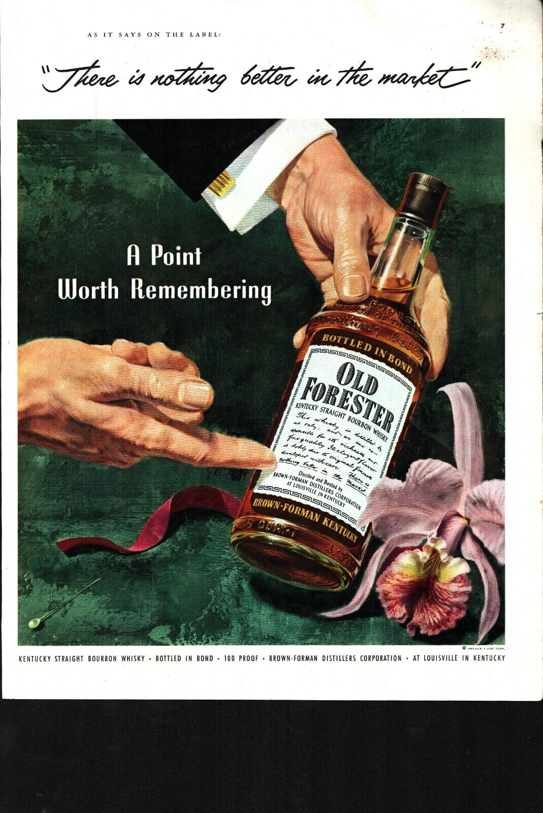 Old Forester Whiskey 1953 Vtg Print Ad 10\