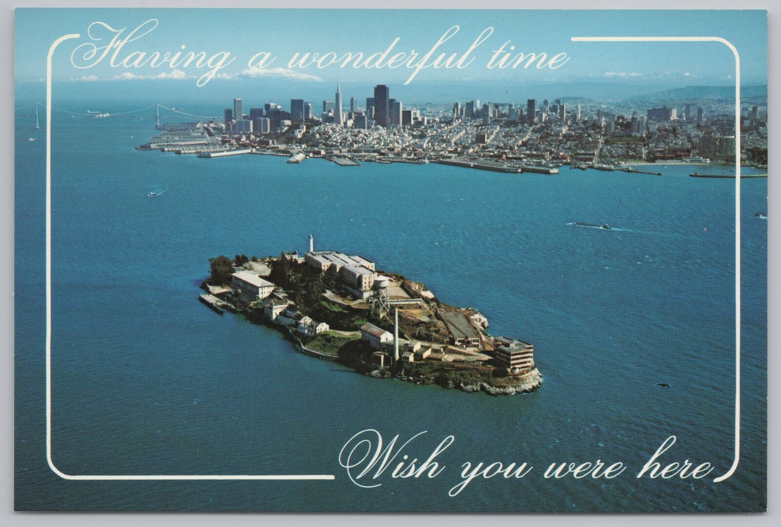 San Francisco California~Alcatraz Island & City Skyline~Continental Postcard