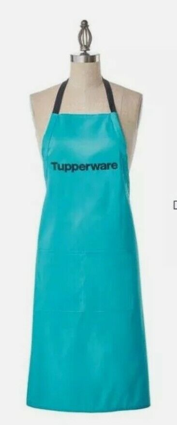Tupperware Logo Apron Teal / Aqua Blue and Black Embroidered  New
