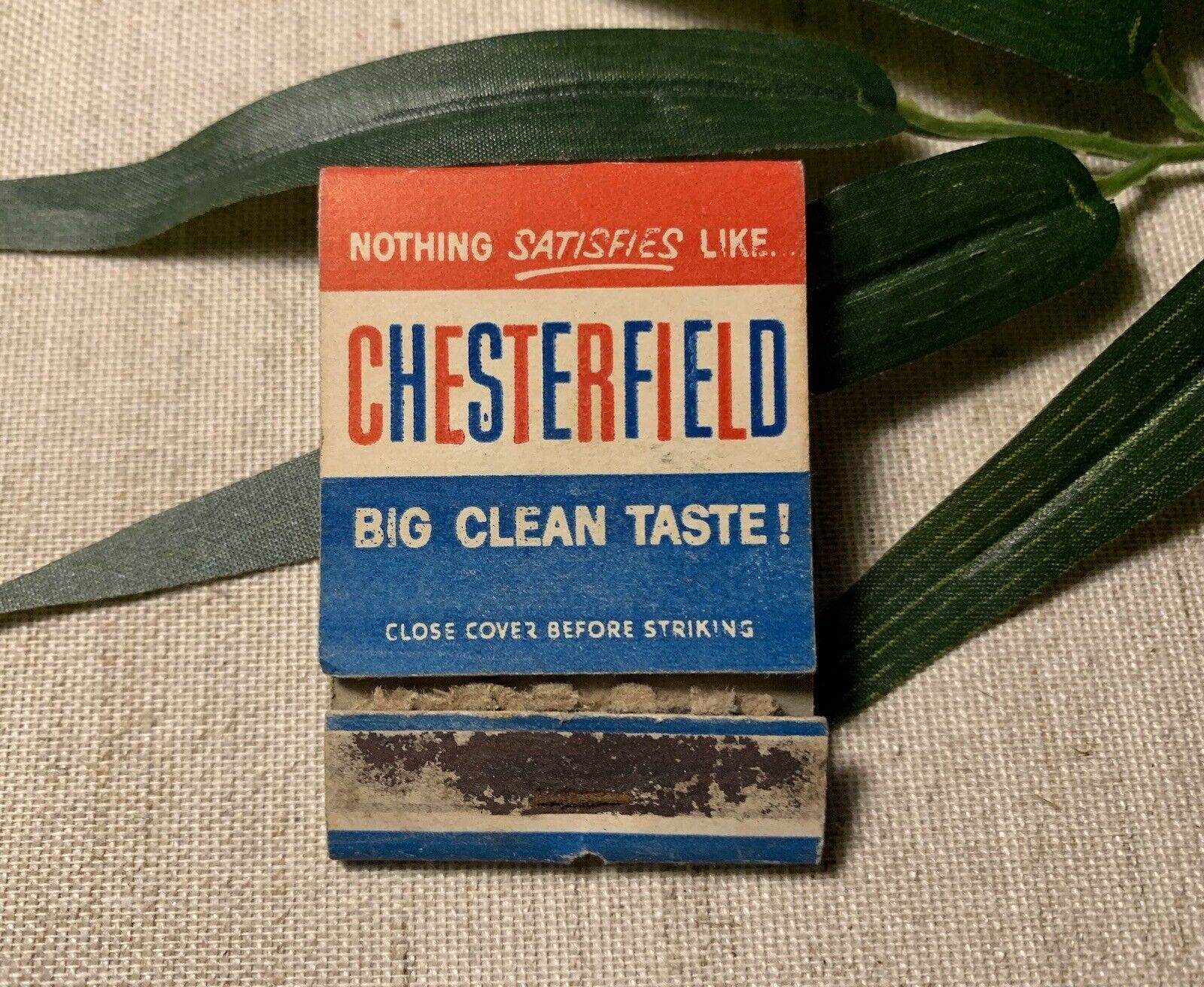VINTAGE CHESTERFIELD Cigarette Matchbook Cover Historic Advertising ~