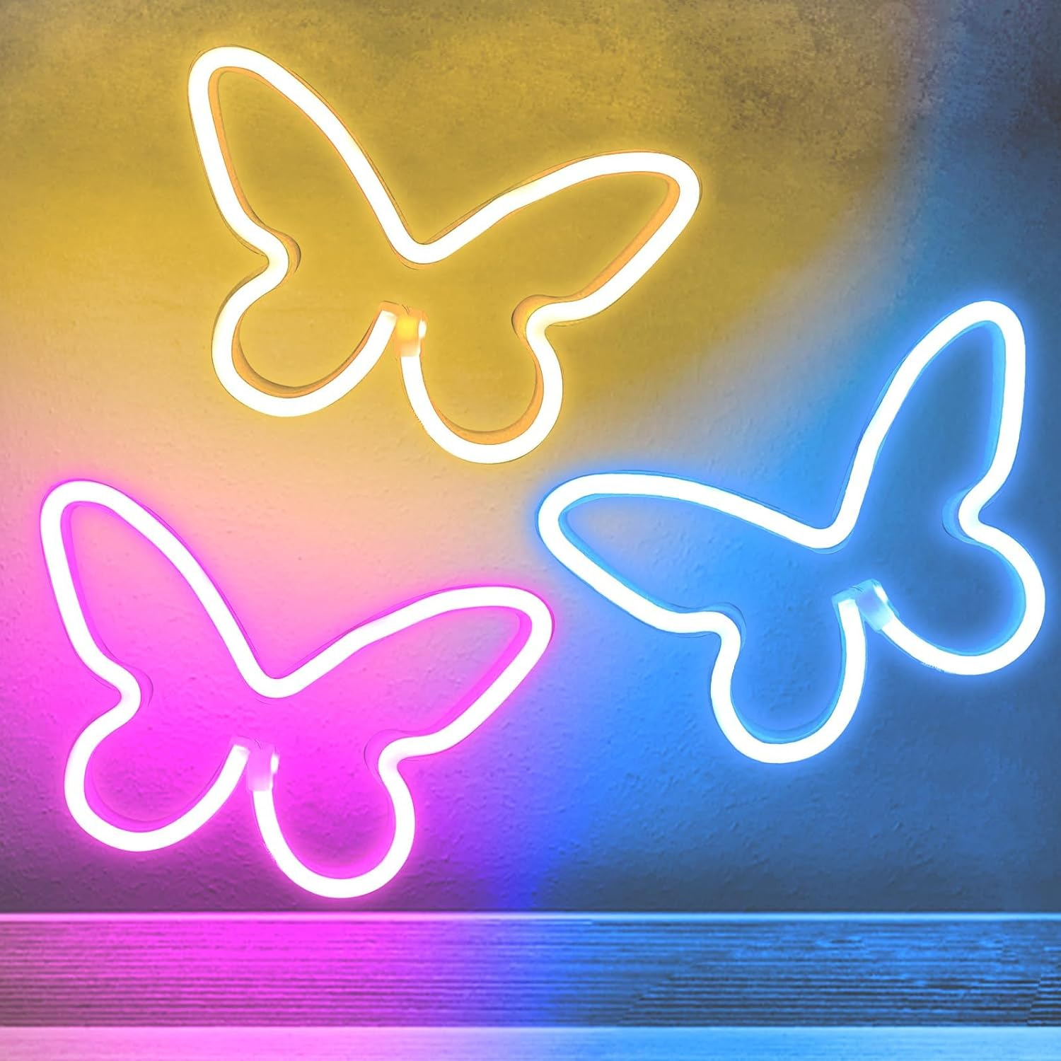 3Pcs Butterfly Neon Signs, Bedroom Wall Butterfly Led Lights Neon Light for Bedr