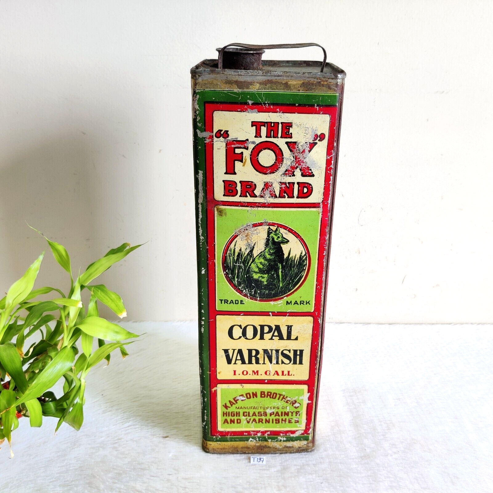 1940s Vintage The Fox Brand Copal Varnish Advertising Tin Can Collectible T197