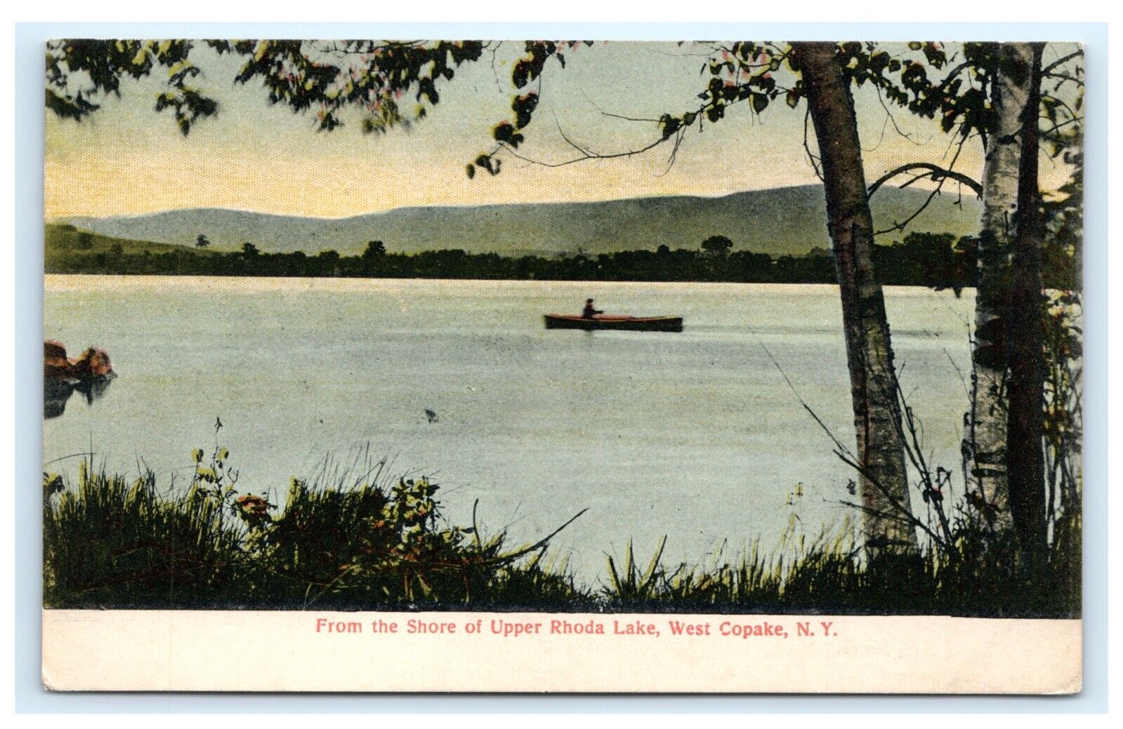 From Shore of Upper Rhoda Lake West Copake NY Columbia County Postcard G1
