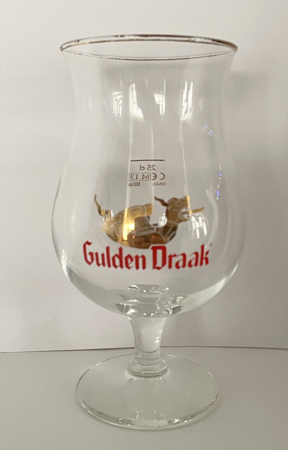 GULDEN DRAAK  BELGIAN ALE TULIP BEER GLASS 25 CL ~ GOLDEN DRAGON MOTIF