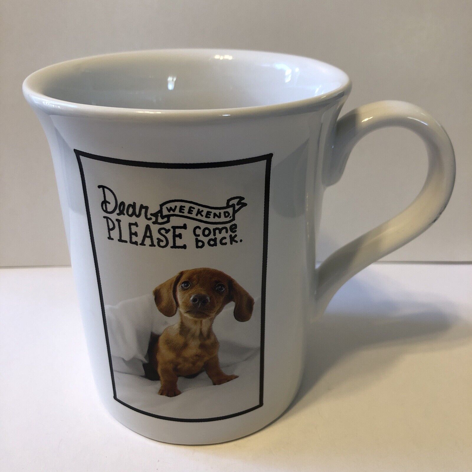 Hallmark Ashley Garcia Coffee Mug Dear Weekend Please Come Back Puppy Dog