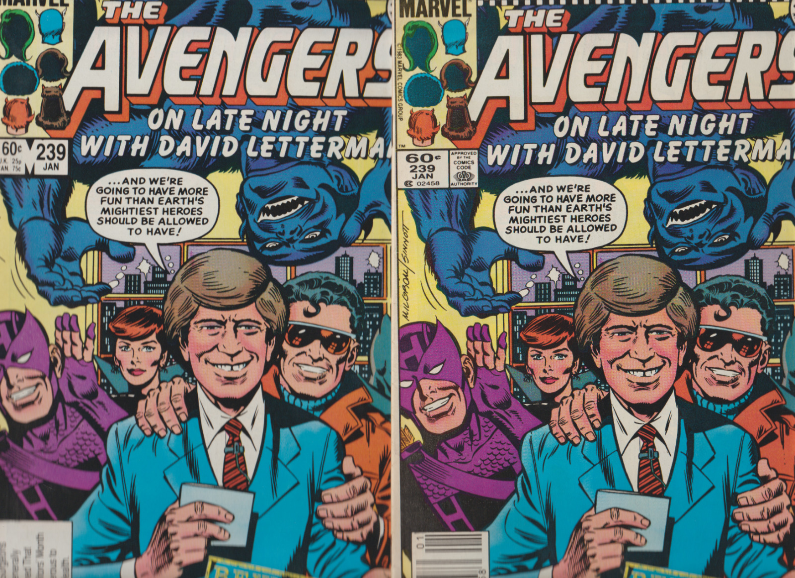 The Avengers #239 (1984) NEWSSTAND & DIRECT LOT LATE NIGHT W/ DAVID LETTERMAN