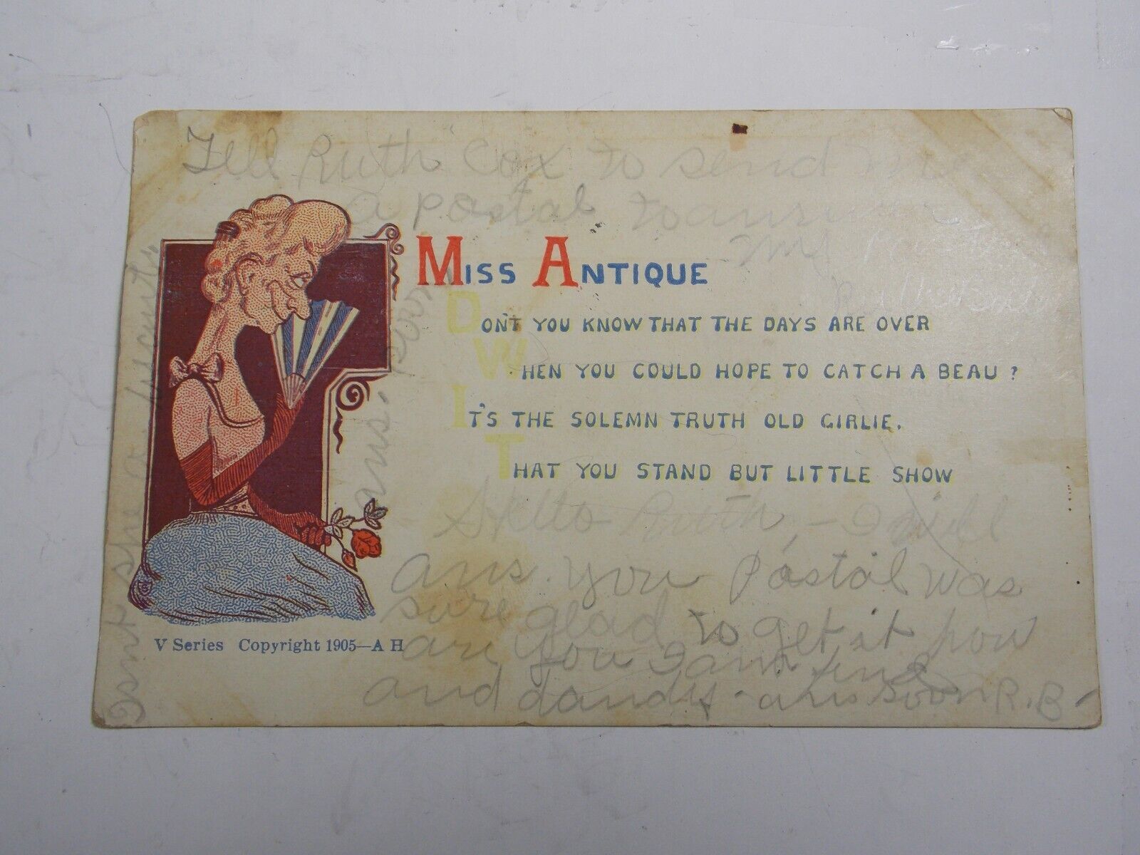 Vintage Postcard 1908 Miss antique Don\'t You Know that the Days are Over