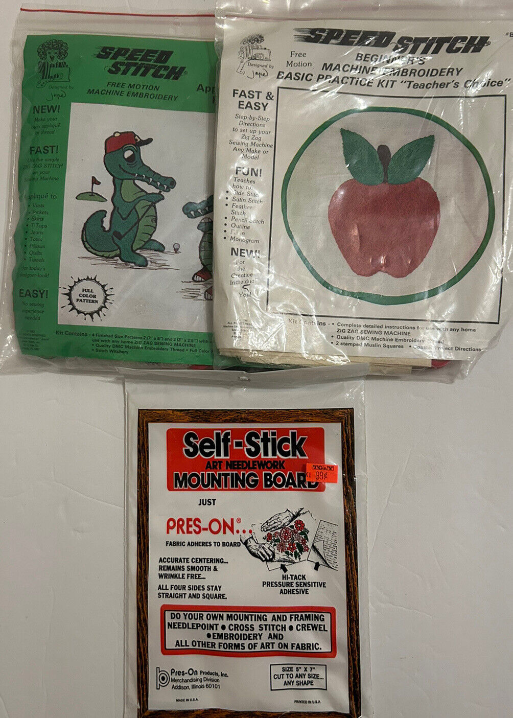 Lot Of 2 Vintage 1981 Speed Stitch Beginners Machine Embroidery Kit