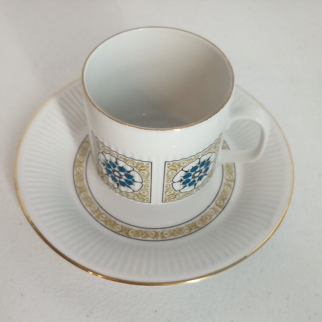Vintage Maastricht Mosa Tile Design Teacup & Saucer Holland Textured Ridges EUC 