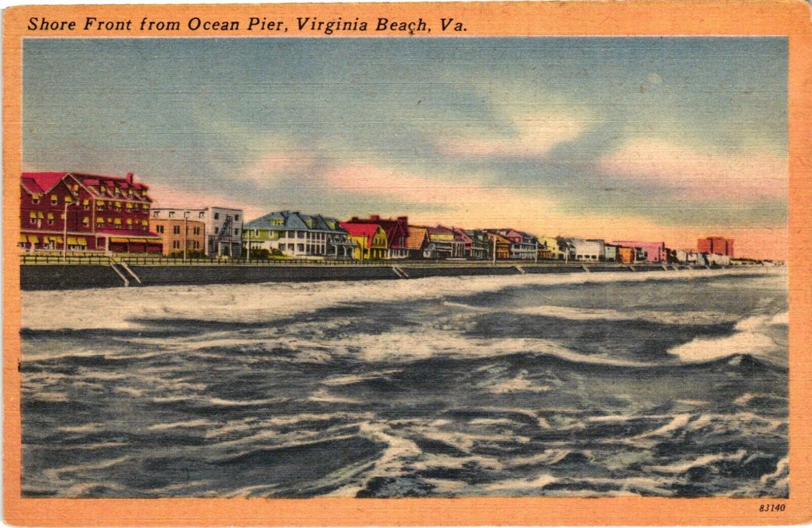 Postcard   Shore front from Ocean Pier, Virginia Beach, Virginia