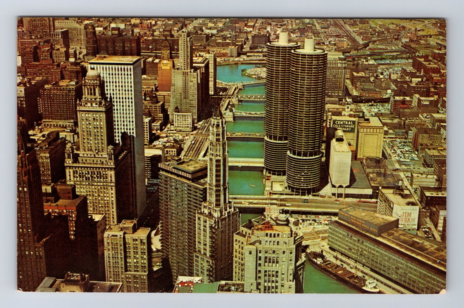 Chicago IL-Illinois, Aerial Of Chicago Looking West, Antique, Vintage Postcard