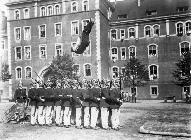 Stunts Danish stuntman Gerhardi Mohr doing a somersault while - 1910 Old Photo