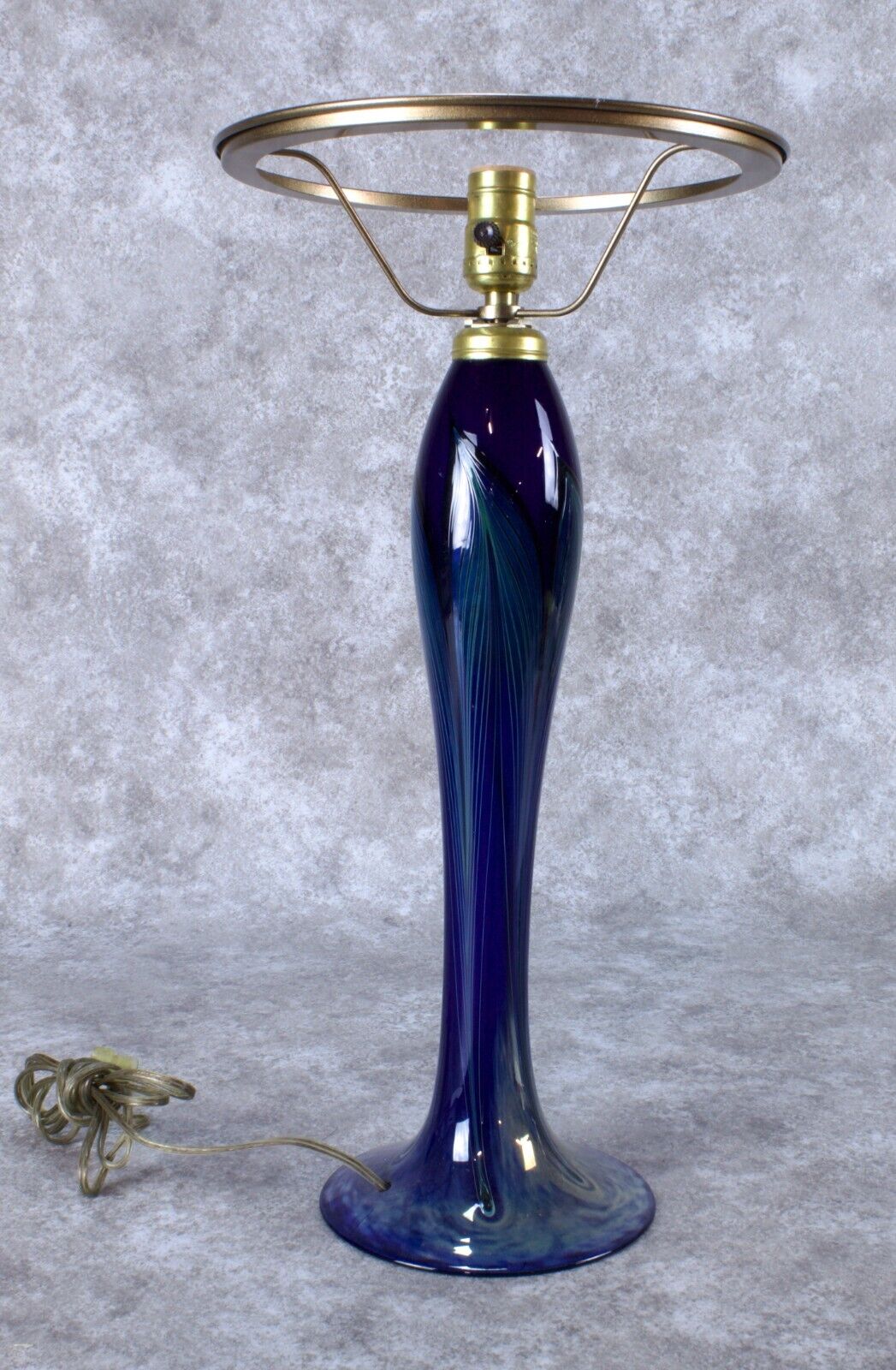 Hartman 1981 20” Tall Art Glass Table Lamp for Swallowtail Studios No Shade