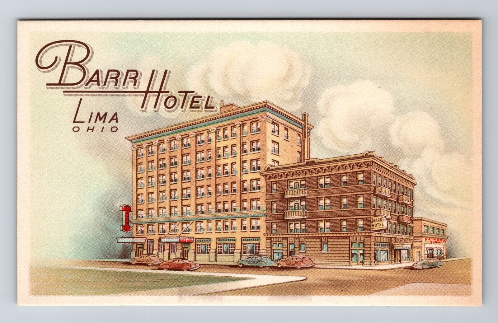 Lima OH-Ohio, Barr Hotel Advertising, Vintage Postcard