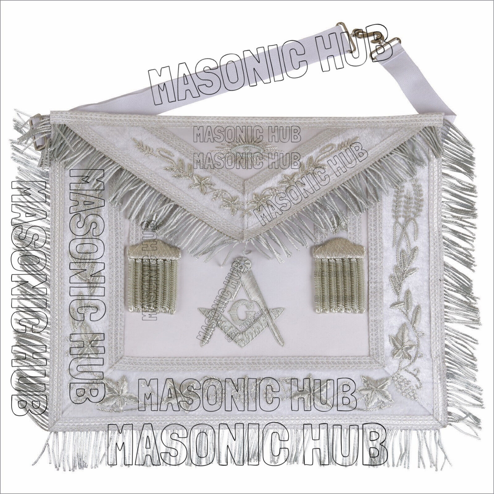 Handmade Masonic Master Mason Apron with Compasses & Square - Genuine Lambskin