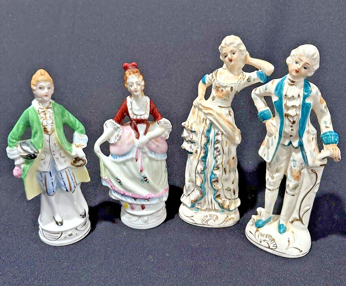 4 Porcelain Lady And Man Figurines Made In Japan 8\