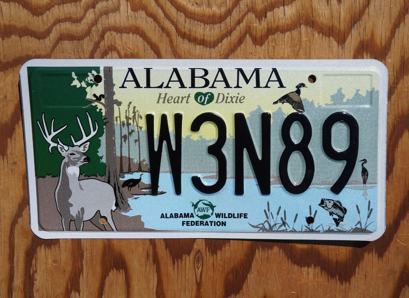Alabama WILDLIFE License Plate - Deer Fish Animals - Nice Original