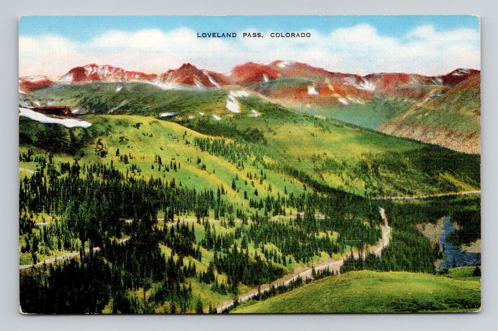 Postcard Loveland Pass Colorado CO, Vintage Linen L18