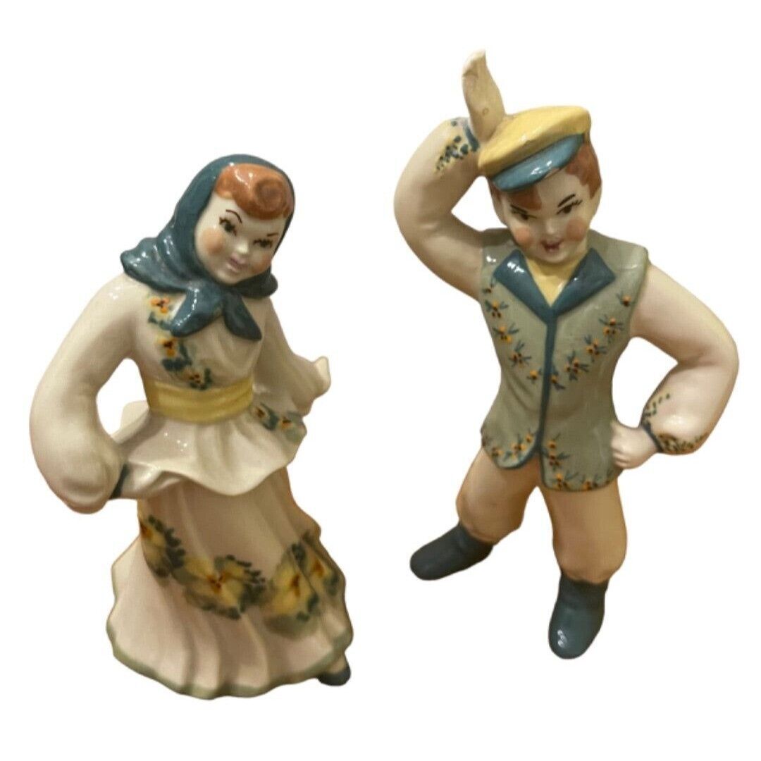 Vintage East European Dancers Ceramic Man Woman Figurines Traditional 6.5\