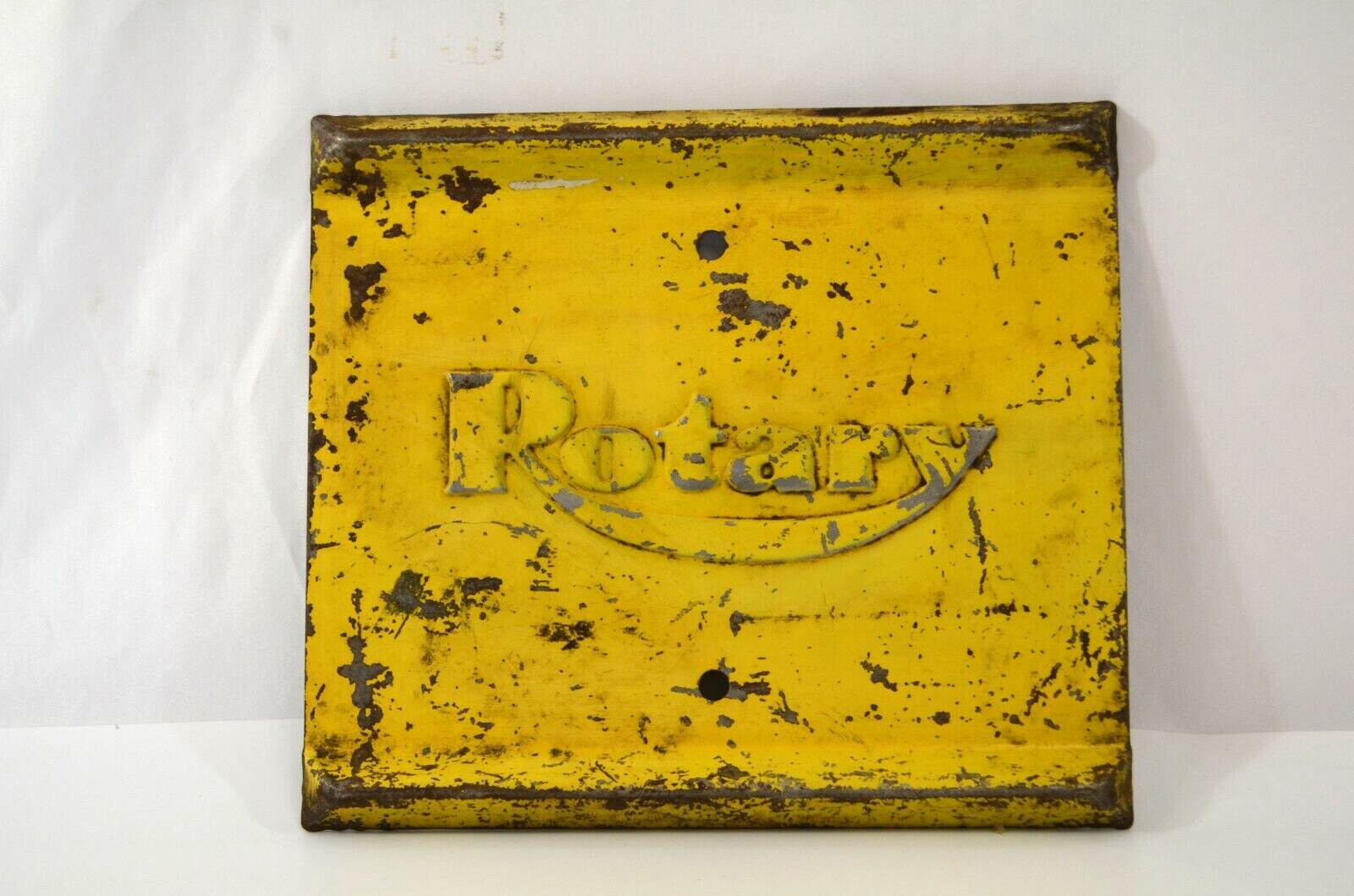 Rotary Car Lifts Metal Sign Yellow Antique Auto Shop Advertising Plate Tag